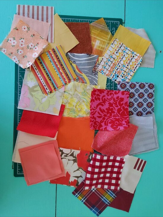 Other - Fabric Destash Bundle,  Quilting Squares, Vintage Fabric Scraps, Sewing
